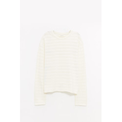 MFPEN OFF WHITE STRIPE ROUND NECK SWEATER